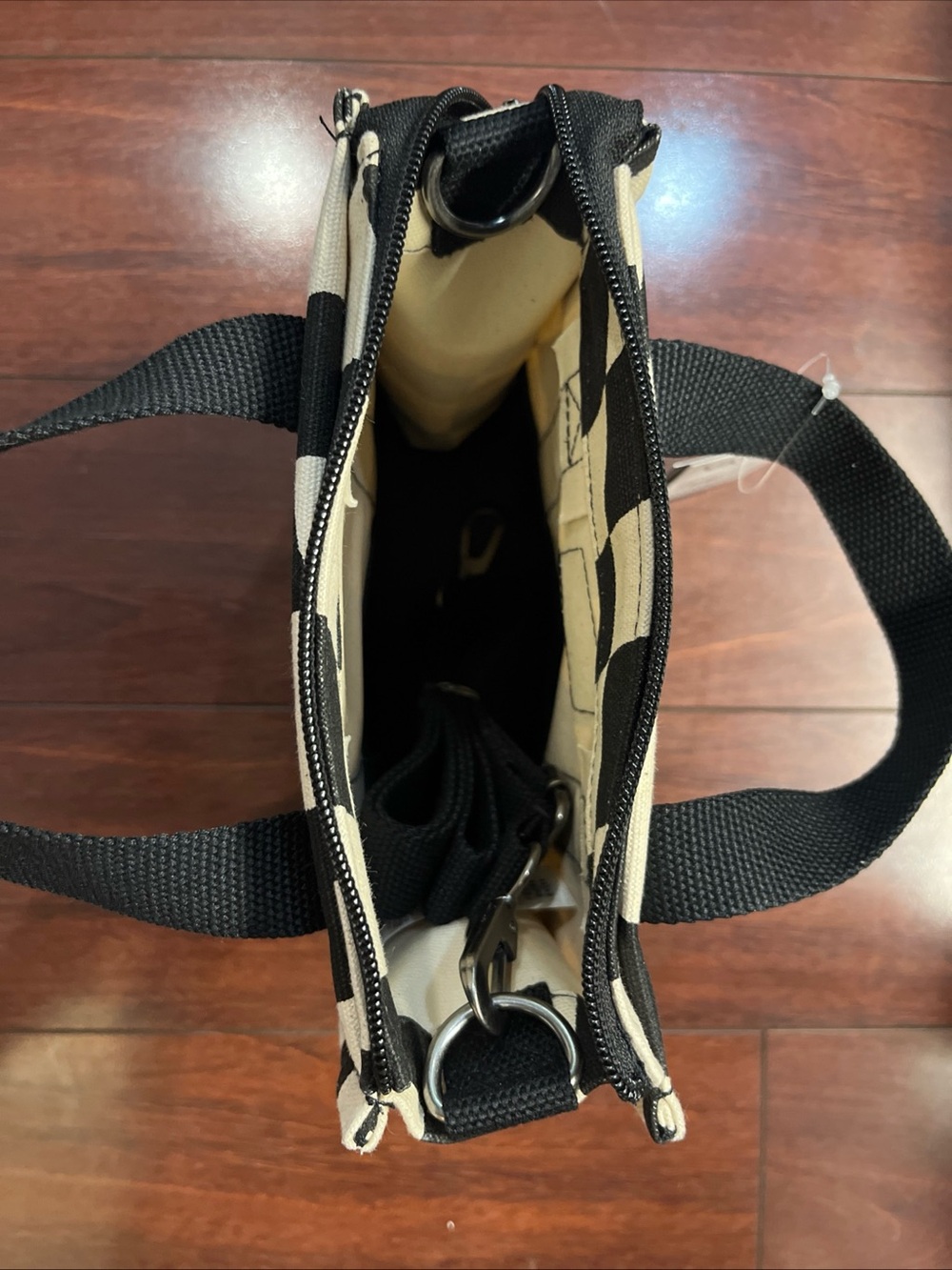 Vans Lil Pergs Tote Bag Small Crossbody Marshmallow White Checkerboard 8x7x3 New - Picture 12 of 15